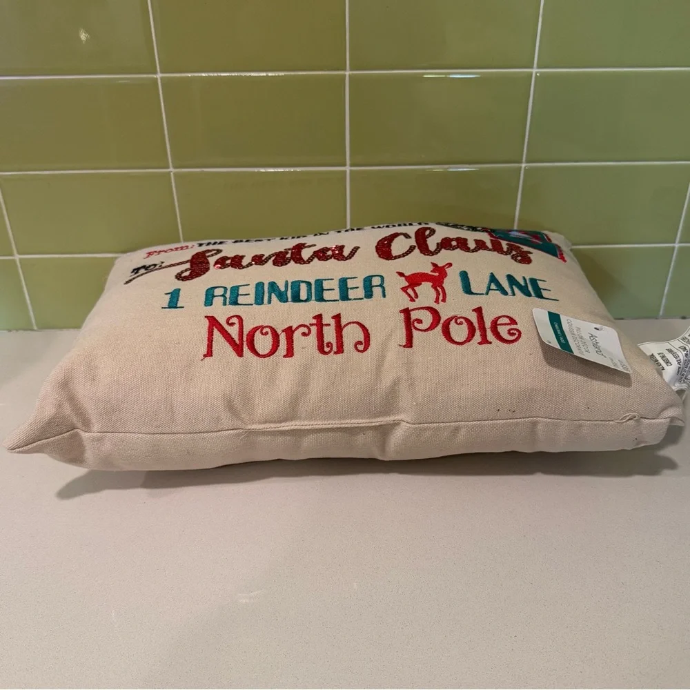 Ashland Holiday Pillow with Red and Blue Accents